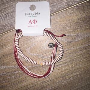 Pura Vida Alpha Phi Burgundy and Cream Wrapped Bracelet Set